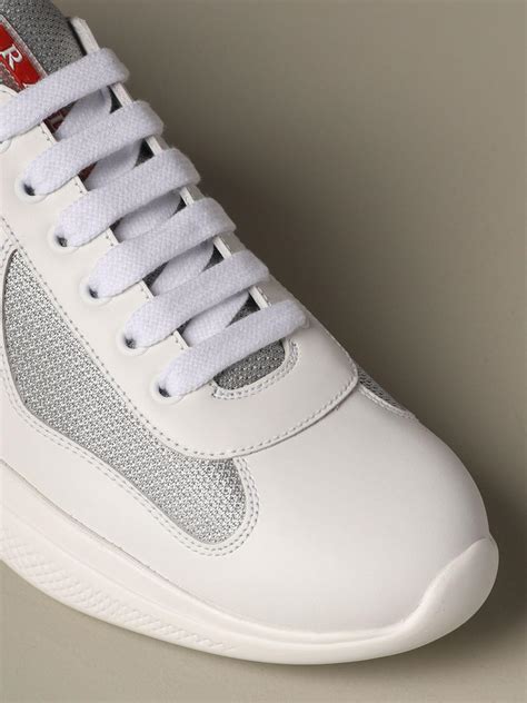 Prada Men's White Leather Sneaker 4E3236 